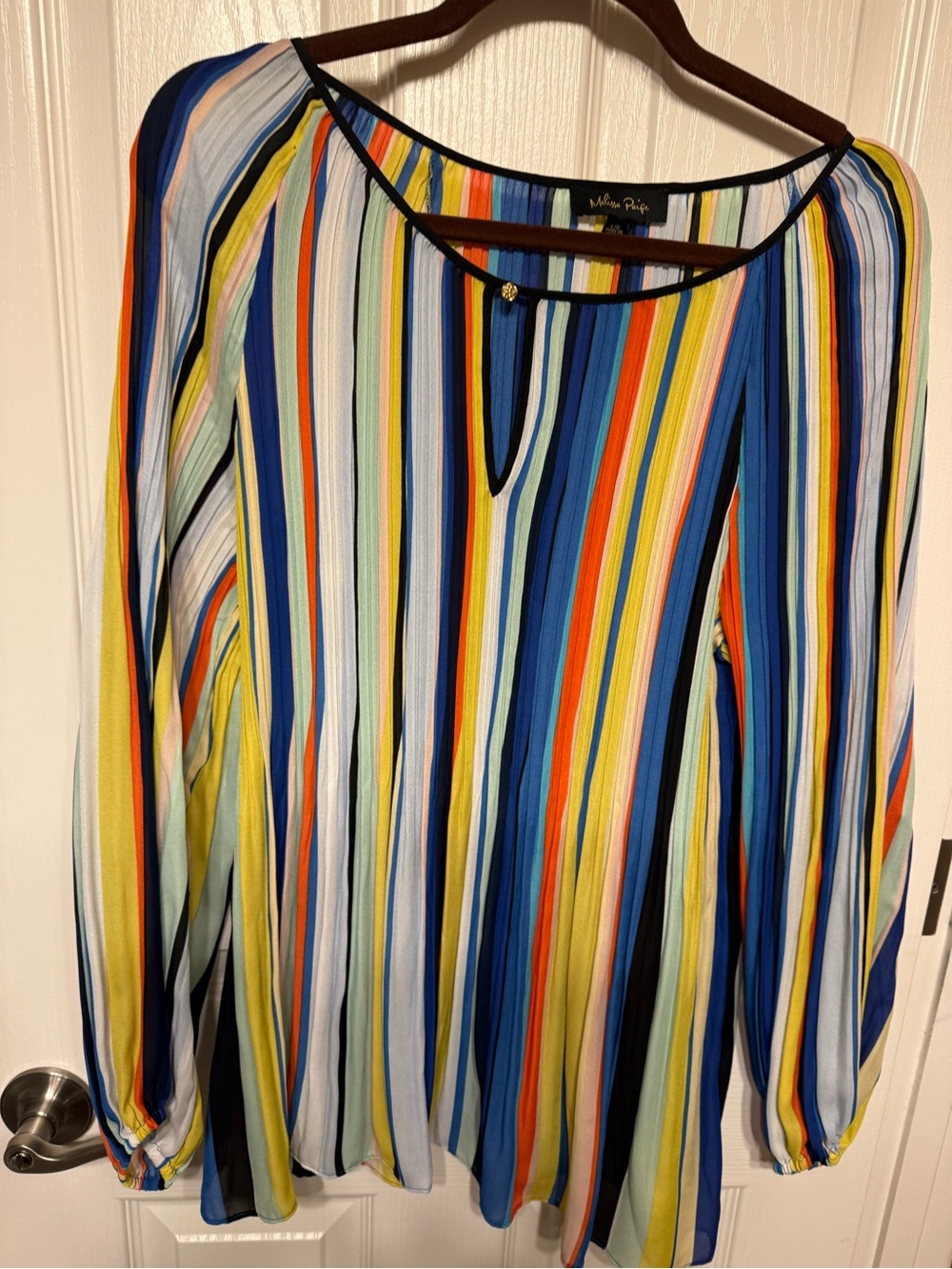 Melissa Paige Multicolor Vertical Stripe Long-Sleeve Blouse